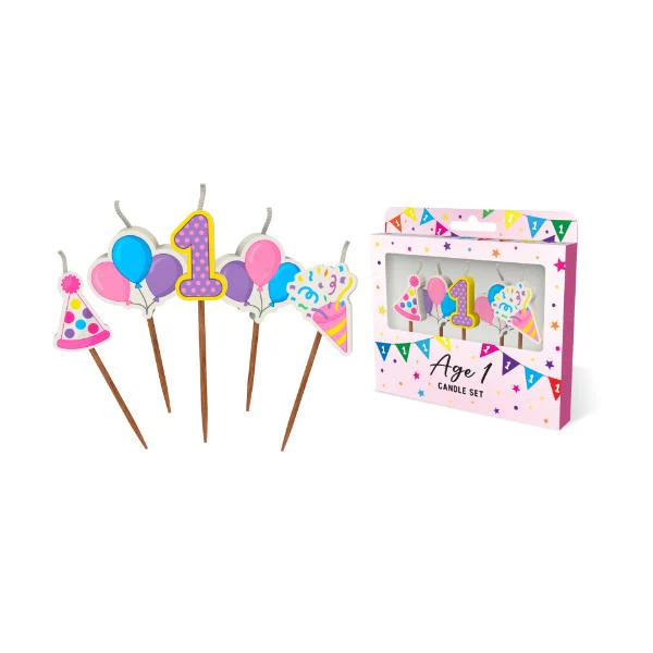 Pink Number 1 Novelty Candle Pack