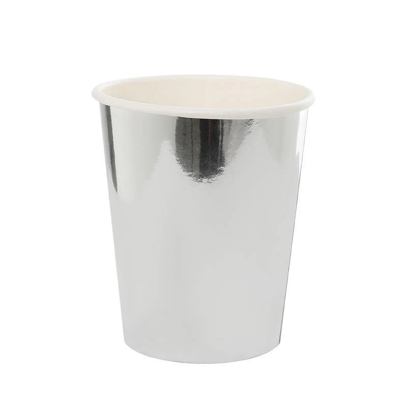 10 Pack Metallic Silver Paper Cup - 260ml