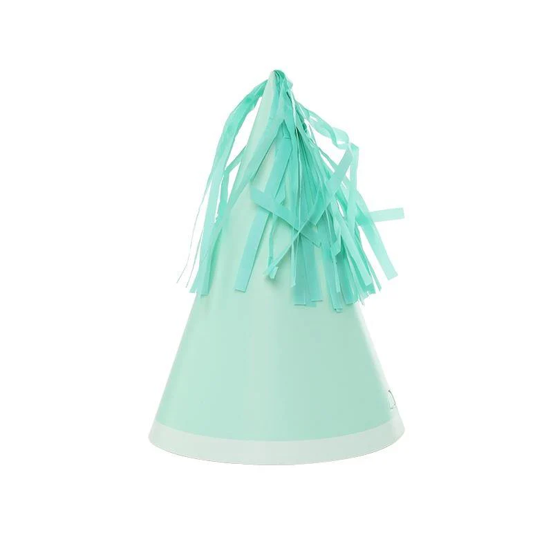 10 Pack Mint Party Hat With Tassel Topper