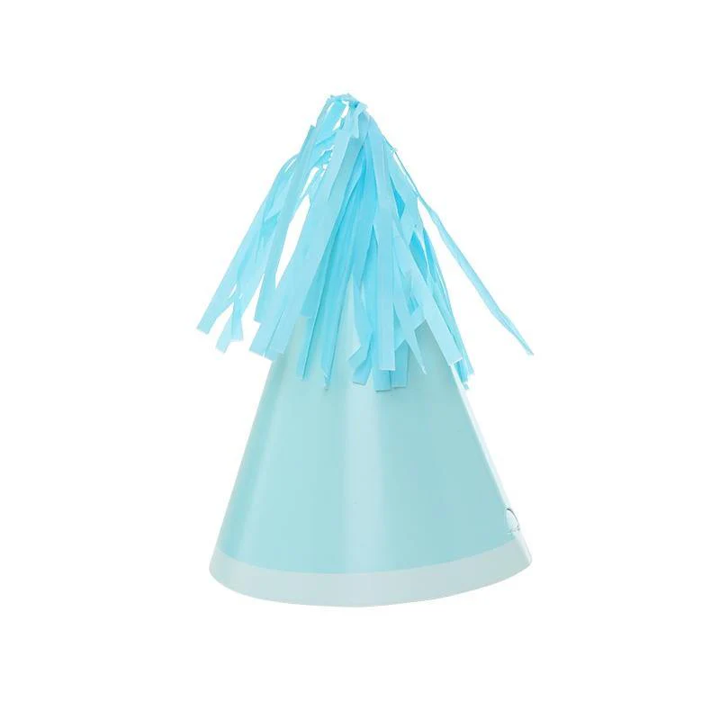 10 Pack Pastel Blue Party Hat With Tassel Topper