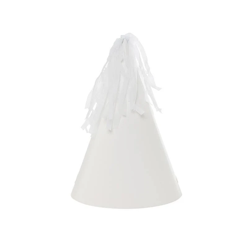 10 Pack White Party Hat With Tassel Topper