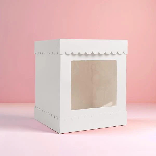 White Tall Scalloped Cake Box - 25.4cm x 25.4cm x 30.48cm - Image 4