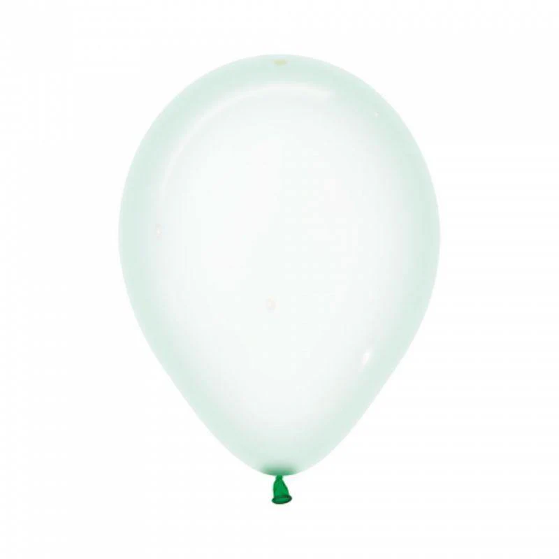100 Pack Crystal Pastel Green Latex Balloons - 30cm