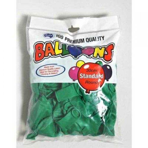 100 Pack Green Latex Balloons - 30cm