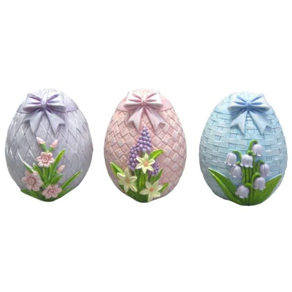 Floral Egg With Bow - 10cm