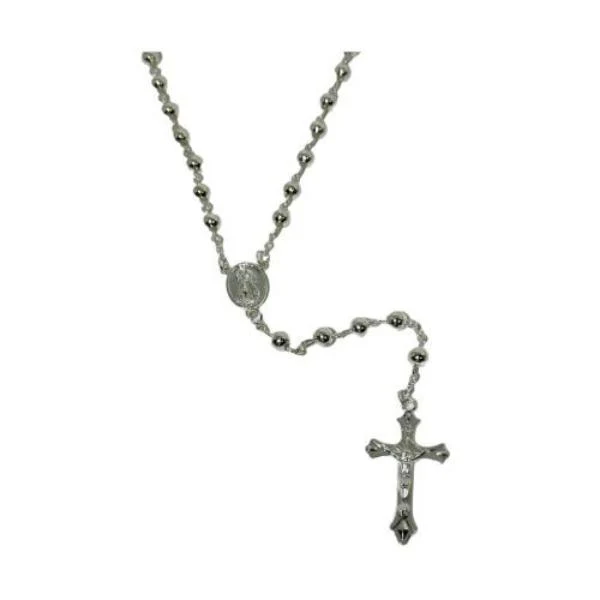 Gold Plated Rose Style Beads Rosary With Cross - 1cm