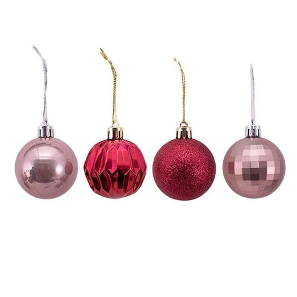 10 Pack Burnt Red & Rose Pink Bauble - 5cm