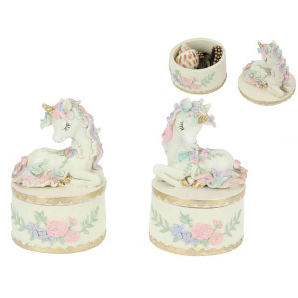 Floral Pastel Unicorn Pin Box - 11cm