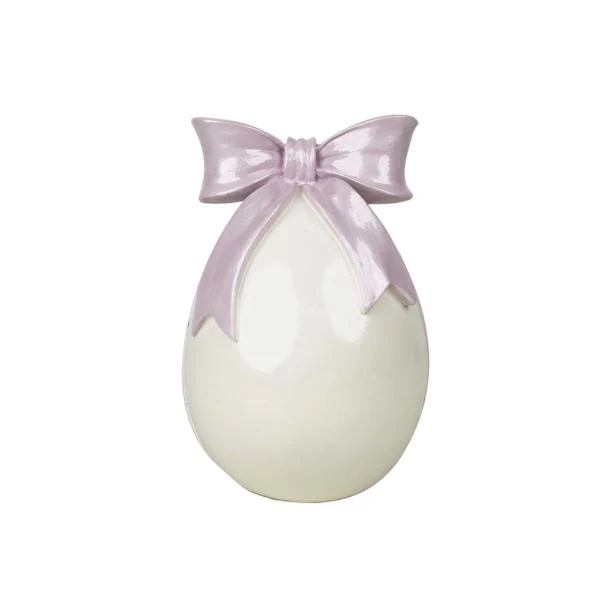 12.6X19CM RESIN EGG W/BOW