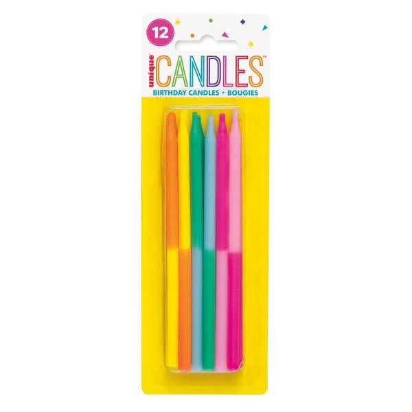 12 Pack Bright 2 Tone Candles - 12.7cm - Image 2