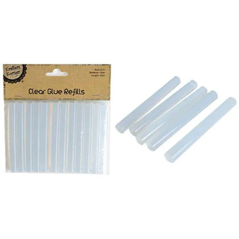 12 Pack Clear Glue Stick Refil - 11mm x 10cm
