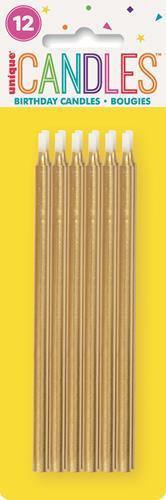 12 Pack Gold Candles - 13cm