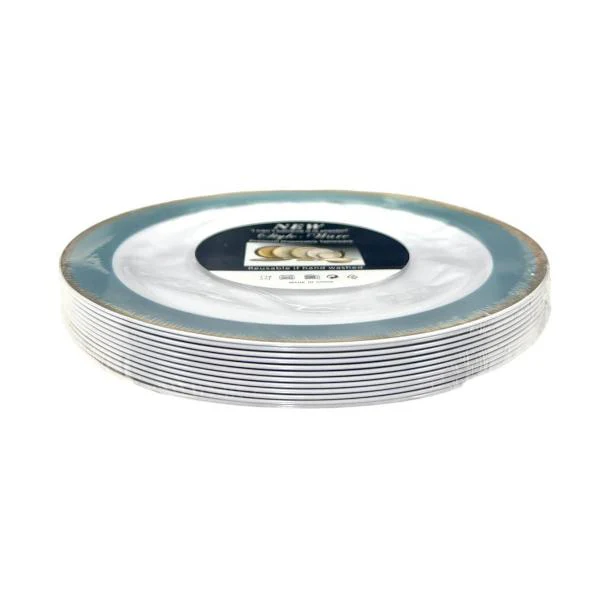 12 Pack Gold With Mint Plastic Plate - 17cm - Image 2