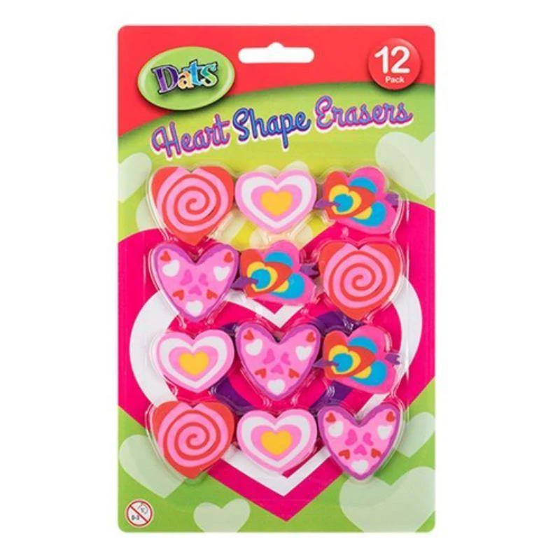 Eraser Heart Shaped 12pk