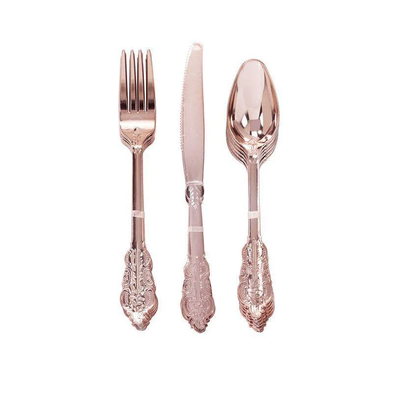 12 Pack Luxury Rose Gold Cutlery Set - 4 x Forks, Knives, Spoons