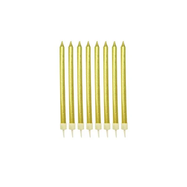 12 Pcs Metallic Candle with Holder - Gold