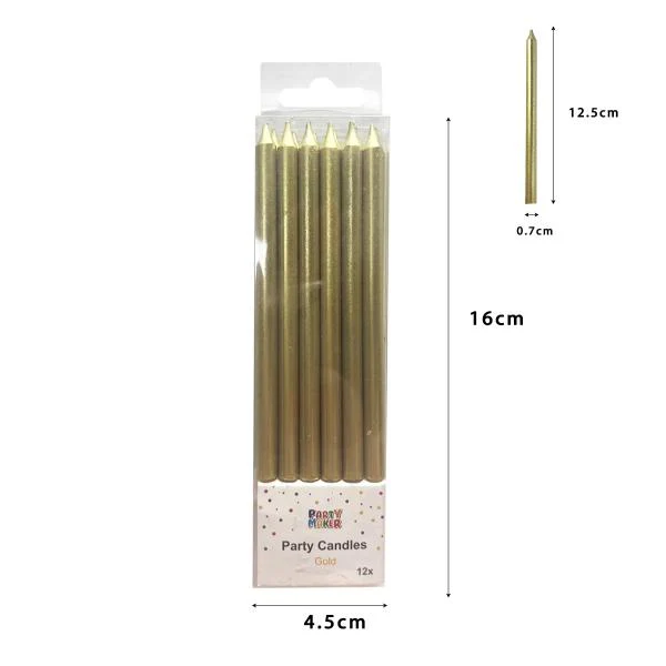 12 Pcs Metallic Candle with Holder - Gold - Image 4