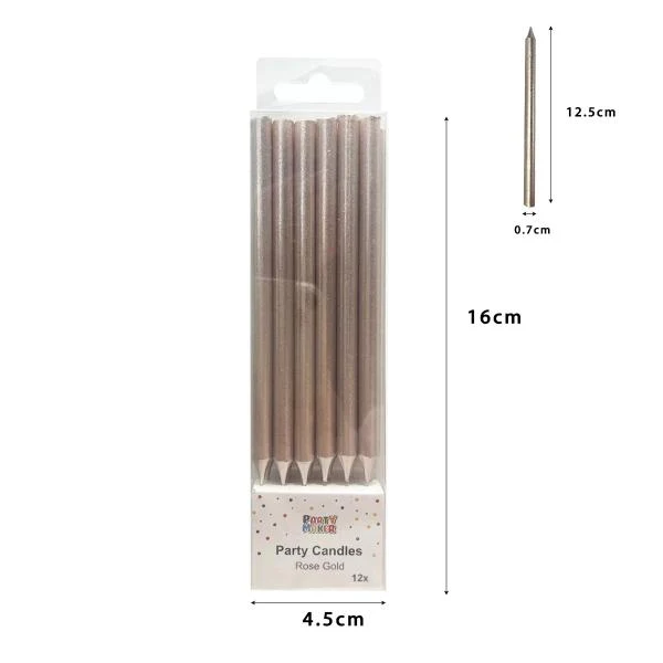 12 Pcs Metallic Candle with Holder - Rose Gold - Image 4