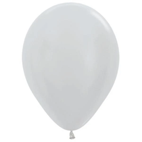 50 Pack Sempertex Satin Pearl Silver Balloons - 12cm