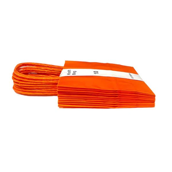 10 Pack Orange Kraft Bag - 12cm x 15cm x 6cm - Image 2
