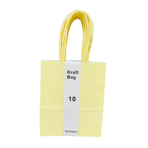 10 Pack Yellow Kraft Bag - 12cm x 15cm x 6cm