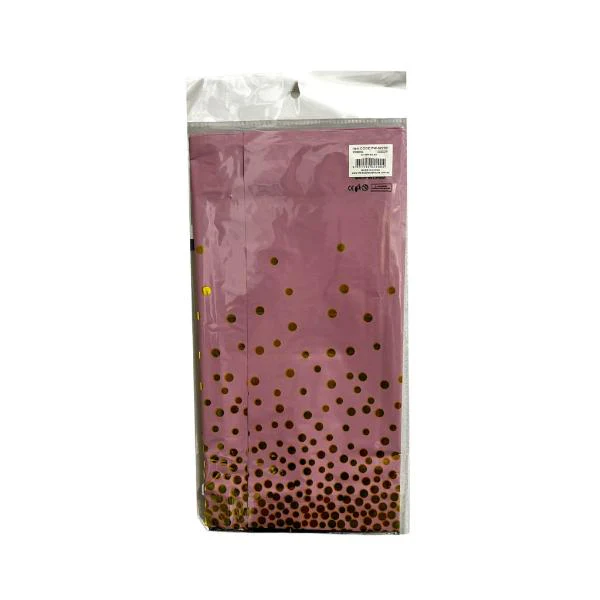 Pink Table Cloth With Gold Dots - 137cm x 183cm - Image 2