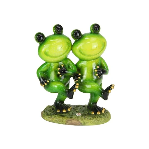 Marble Green Dancing Duo Frogs - 13cm