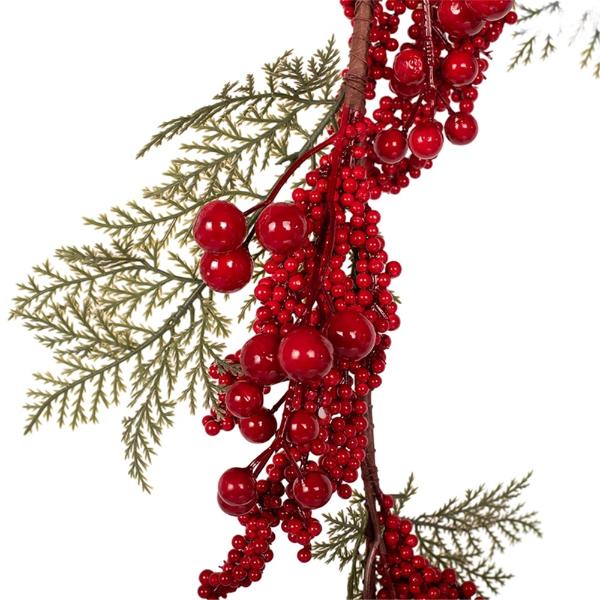 Red Berry & Leaf Garland - 140cm - Image 2