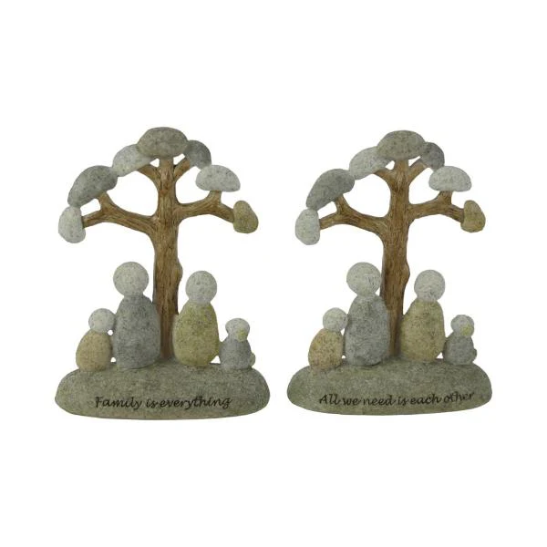 Inspirational Rock Family Under Tree - 14cm
