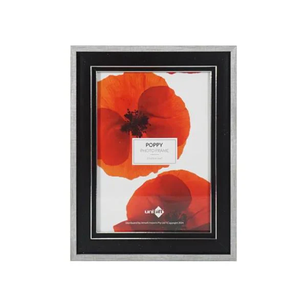 Black & Grey Poppy Frame - 15cm x 20cm