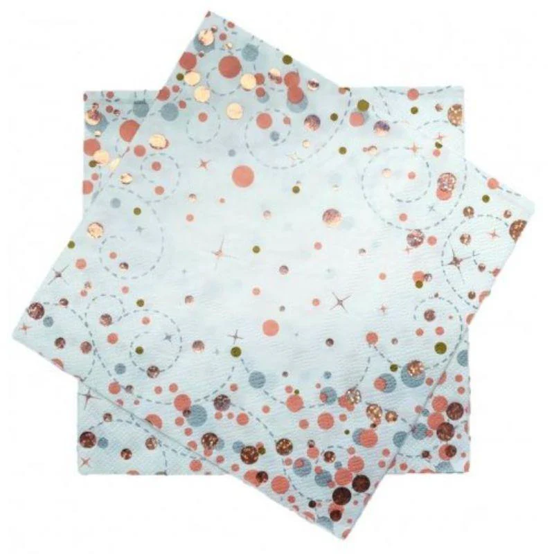 16 Pack Sparkling Fizz Rose Gold Lunch Napkins - 33cm