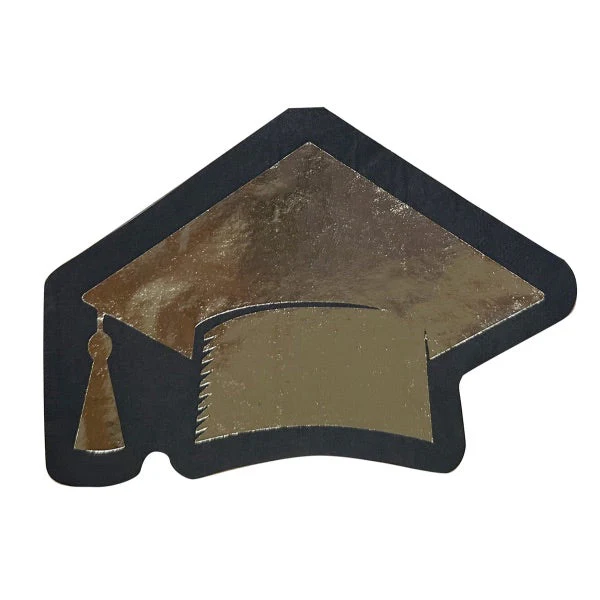 16 Pack Foil Stamped Graduation Cap Shaped Napkins - 32cm x 22cm