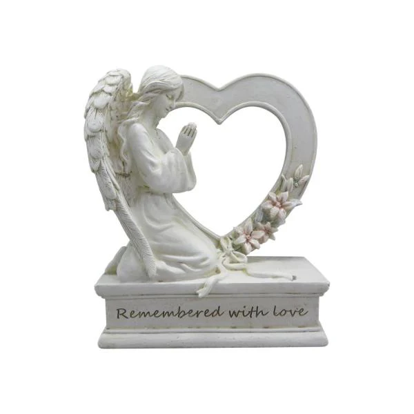 Memorial Angel With Heart - 16cm