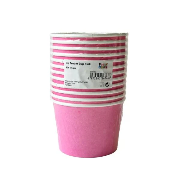 12 Pack Pink Paper Tubs - 16oz - Image 4