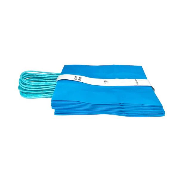 10 Pack Blue Kraft Bag 16cm x 22cm x 8cm - Image 2