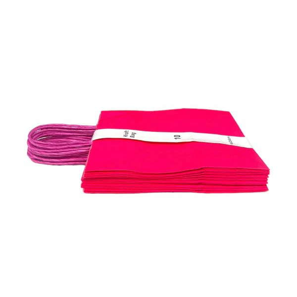 10 Pack Hot Pink Kraft Bag - 16cm x 22cm x 8cm - Image 2
