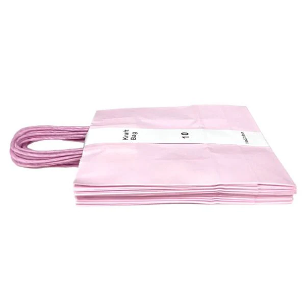 10 Pack Light Pink Kraft Bag - 16cm x 22cm x 8cm - Image 2