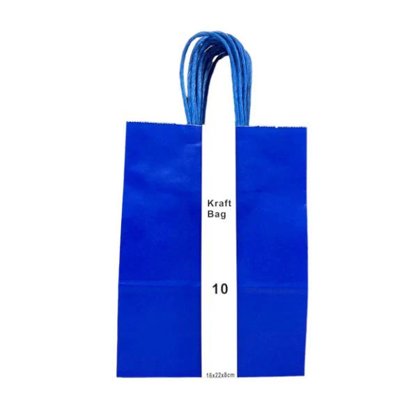 10 Pack Royal Blue Kraft Bag - 16cm x 22cm x 8cm