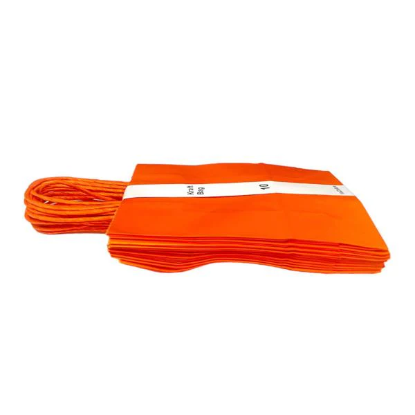10 Pack Orange Kraft Bag - 16cm x 22cm x 8cm - Image 2