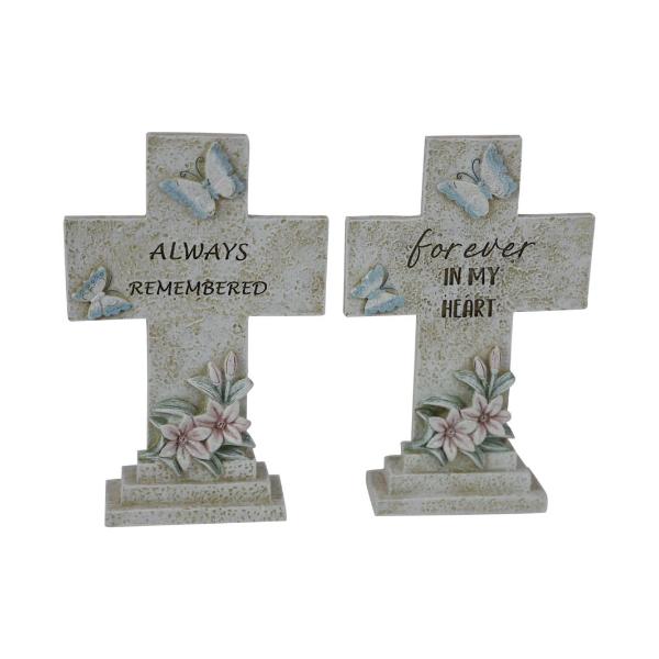 Memorial Cross With Butterfly - 17cm