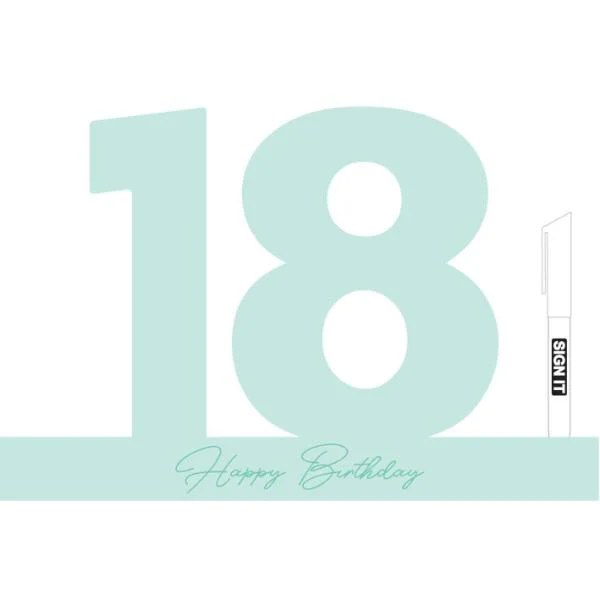 Minty Green 18th Signature Block With Pen
