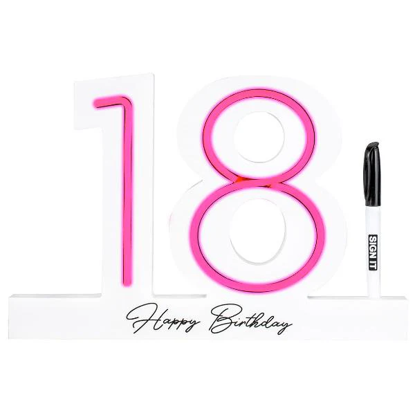 18 Neon Pink Led Signature Block - 33cm x 22cm