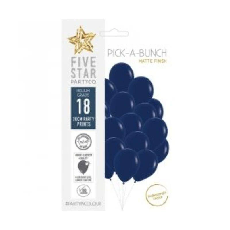 18 Pack Matte Navy Blue Latex Balloons - 30cm