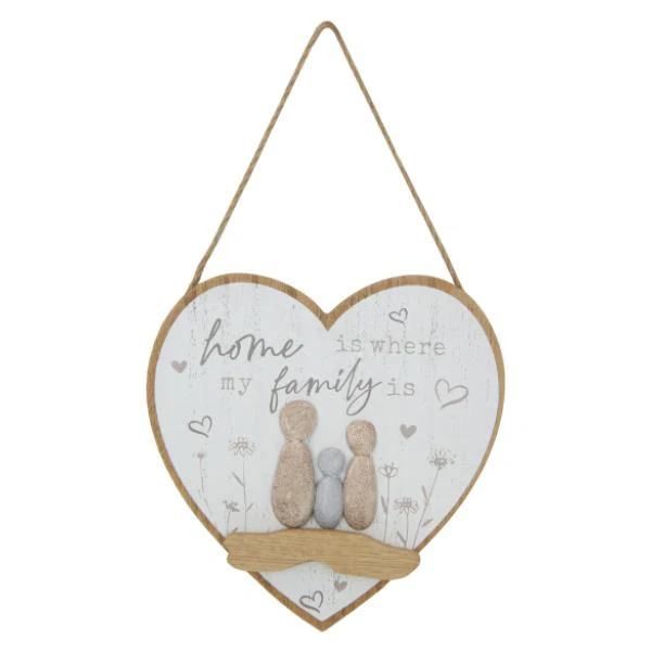 Rock Family Heart Shape Hanging Plaque - 18cm