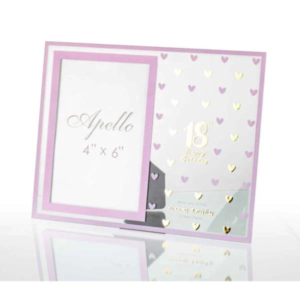 18th Sweet Hearts Glass Photo Frame - 18cm x 19cm - Image 2