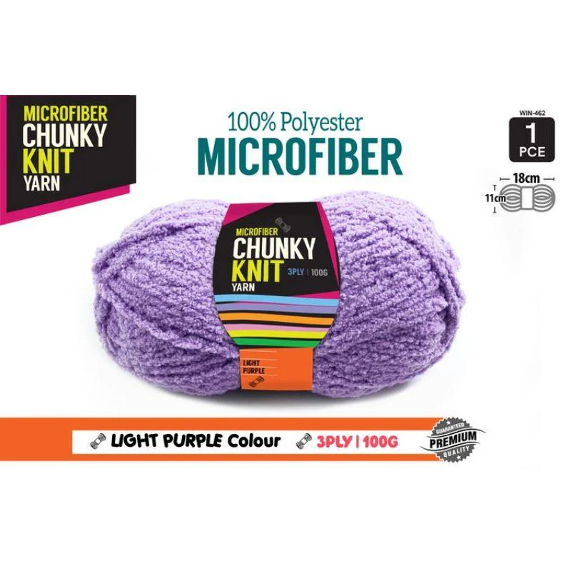 Light Purple Chunky Knit Yarn 8/3 Ply - 100g