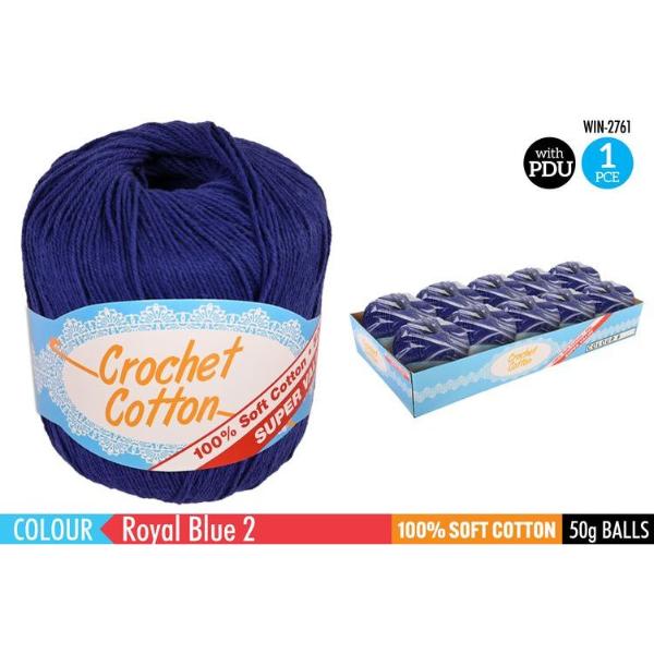 Royal Blue 2 100% Soft Cotton Crochet - 50g