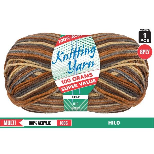 Solid Hilo 100% Acrylic 8 Ply Knitting Yarn - 100g