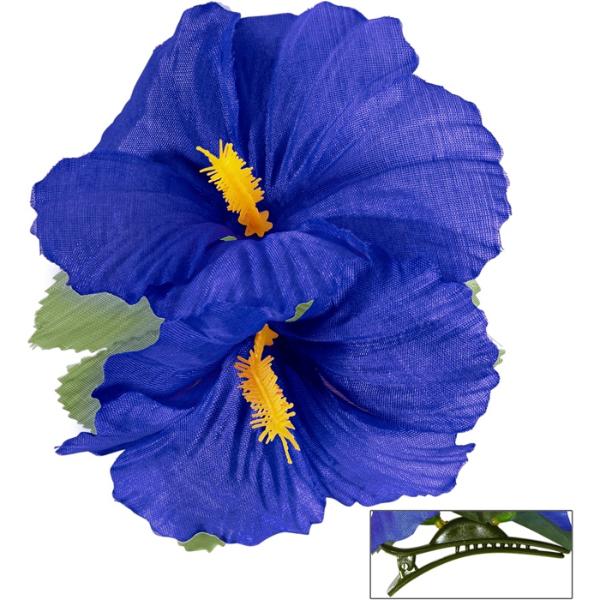 2 Pack Blue Hibiscus Flowers Hair Clip - Image 3