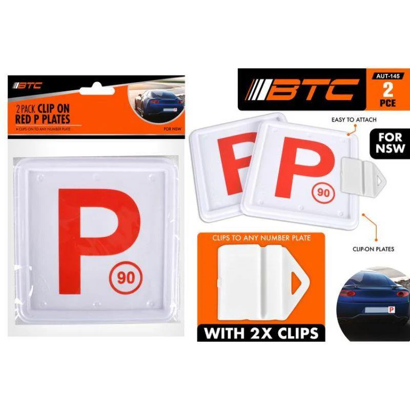 2 Pack NSW Red P Plates with Clip On